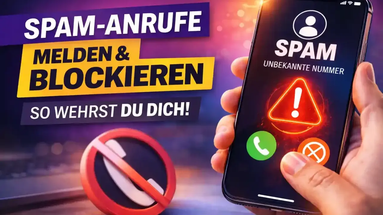 Hand hält Smartphone mit Warnung vor SPAM-Anrufen. Eine Nummer ist als unbekannt markiert. So wehrst du dich gegen unerwünschte Anrufe.