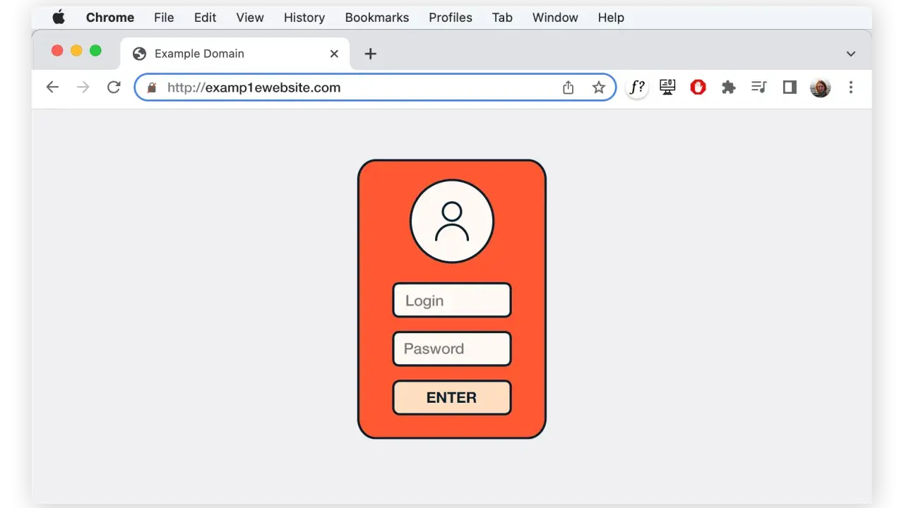 Ein Browserfenster zeigt eine gefälschte Login-Seite. Dies ist ein Beispiel für Pharming, bei dem Nutzer auf betrügerische Weise zu gefälschten Websites gelockt werden.