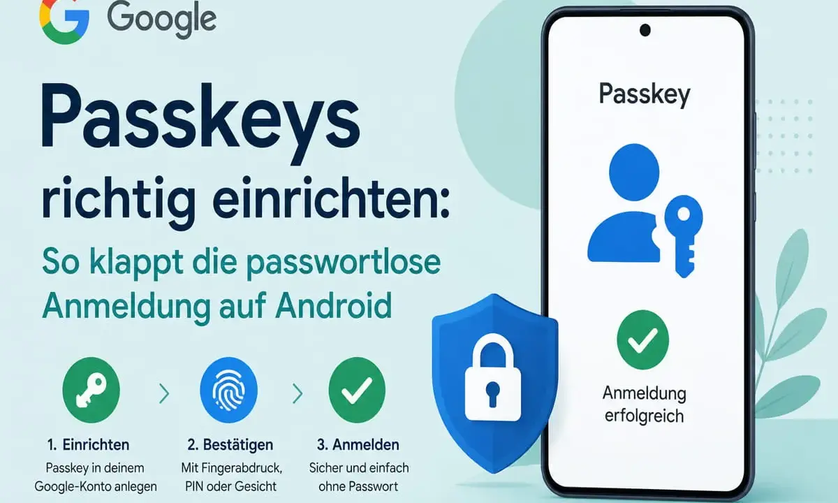 Google erklärt, wie man Passkeys auf Android einrichtet. Ein Passkey ermöglicht sichere, passwortlose Anmeldungen.