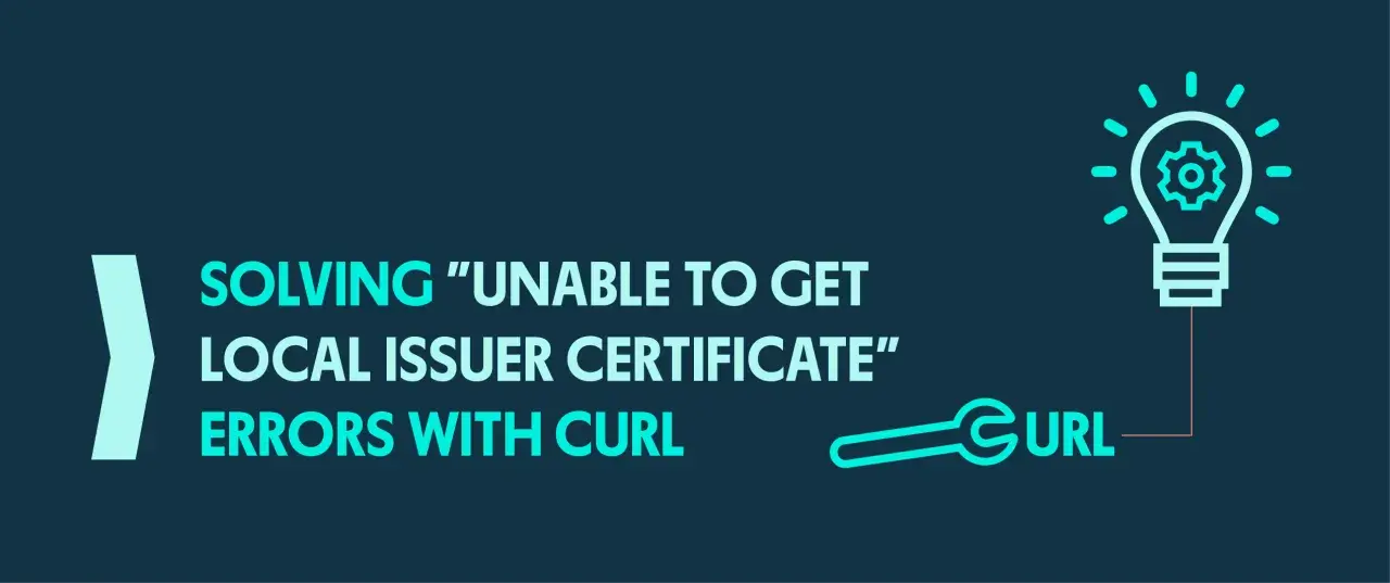 Lösen von "curl unable to get local issuer certificate" Fehlern. Eine Glühbirne mit einem Zahnrad darin symbolisiert eine Lösung.
