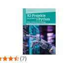 Buchcover: KI-Projekte programmieren mit Python. Ein Roboterfinger zeigt auf Code.