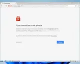 Chrome zeigt eine Datenschutzfehlermeldung: "Ihre Verbindung ist nicht privat" wegen eines err_ssl_version_or_cipher_mismatch.