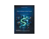 Buchcover: "SQL & Python in der Praxis", Datenbank-Management mit SQLite. Illustriert mit stilisierten Datenbanken und Würfeln, die Datenflüsse symbolisieren.