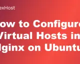 AlexHost Logo und Titel: "How to Configure Virtual Hosts in Nginx on Ubuntu".