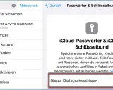 So funktioniert Passkey: Einstellungen zeigen iCloud-Passwörter & Schlüsselbund. Synchronisation für dieses iPad ist aktiviert.