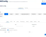 NGINXConfig-Oberfläche zur Konfiguration von example.com. Hier werden Server-Einstellungen, Pfade und die Weiterleitung von Subdomains für eine nginx config comment bearbeitet.