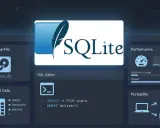 SQLite ist eine leichte, dateibasierte Datenbank. Das Bild zeigt die Benutzeroberfläche mit SQL-Editor, Performance- und Portabilitätsanzeigen.