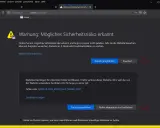 Firefox-Warnung: Mögliches Sicherheitsrisiko wegen eines selbstsignierten Apache-Zertifikats. MOZILLA_PKIX_ERROR_SELF_SIGNED_CERT.
