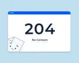 Ein trauriges Blatt Papier mit der Meldung "204 No Content" auf einem blauen Hintergrund.