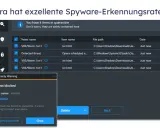 Avira hat 4 Elemente in Quarantäne, darunter eine potenziell schädliche Spyware-App namens Jer.html.