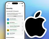 iPhone-Bildschirm zeigt "Sicherheit" mit der Option "Passwörter automatisch reparieren", was auf einen iPhone Passwort Manager hindeutet.