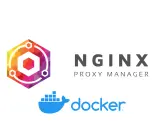 Logos von NGINX Proxy Manager und Docker.