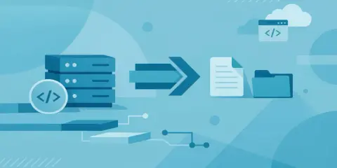Server-Symbol mit Code-Tag, das auf eine Datei und einen Ordner zeigt, mit einem Cloud-Symbol im Hintergrund. Nginx alias-Konfiguration.