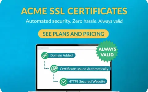 ACME SSL-Zertifikate: Domain hinzugefügt, automatisch ausgestellt, HTTPS gesichert. Die Bedeutung von ACME ist hier: immer gültig, automatisierte Sicherheit.