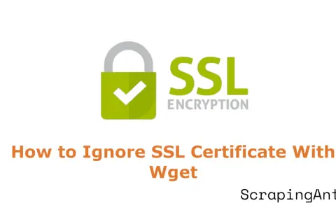 Anleitung: Wie man mit wget ein SSL-Zertifikat ignoriert. Ein grünes Schloss-Symbol mit Häkchen und "SSL Encryption" daneben.