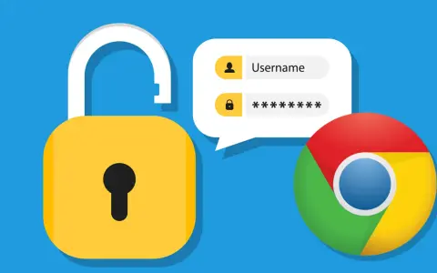Offenes Schloss, Login-Feld und das Google Chrome-Logo symbolisieren den Google Chrome Passwortmanager.