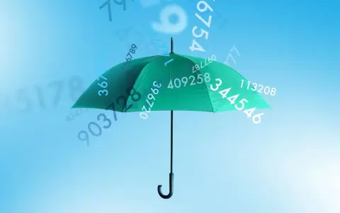 Ein grüner Regenschirm schützt vor fallenden Zahlen. Vielleicht ist das das Geheimnis für ein sicheres Passwort, einmal Passwort.
