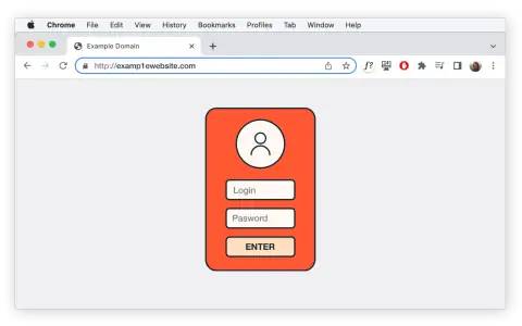 Ein Browserfenster zeigt eine gefälschte Login-Seite. Dies ist ein Beispiel für Pharming, bei dem Nutzer auf betrügerische Weise zu gefälschten Websites gelockt werden.