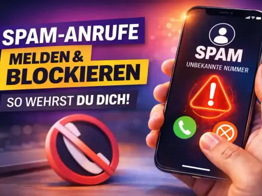 Hand hält Smartphone mit Warnung vor SPAM-Anrufen. Eine Nummer ist als unbekannt markiert. So wehrst du dich gegen unerwünschte Anrufe.