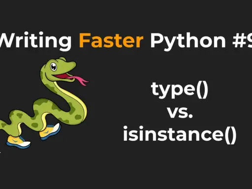 Laufende Schlange mit Schuhen, die zeigt, wie man den Python datentyp abfragen kann: type() vs. isinstance().