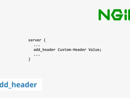 Nginx-Konfiguration zeigt `add_header` für benutzerdefinierte Werte.