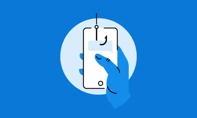 Ein Haken über einem Smartphone symbolisiert die Gefahr von kreditkartenbetrug im internet. Vorsicht vor Phishing-Nachrichten!