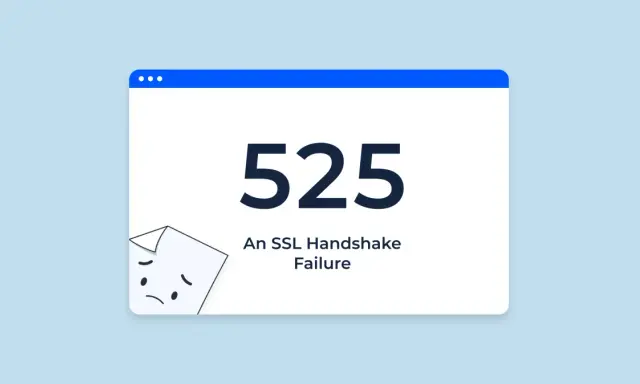 525: Ein trauriges Blatt Papier zeigt einen SSL Handshake Failure.