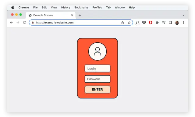 Ein Browserfenster zeigt eine gefälschte Login-Seite. Dies ist ein Beispiel für Pharming, bei dem Nutzer auf betrügerische Weise zu gefälschten Websites gelockt werden.