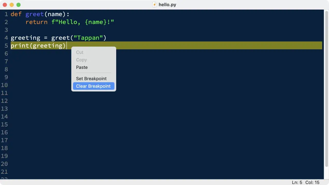 Python-Code in Pythons IDLE mit einem Kontextmen&uuml;, das 