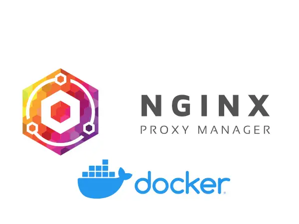 Logos von NGINX Proxy Manager und Docker.